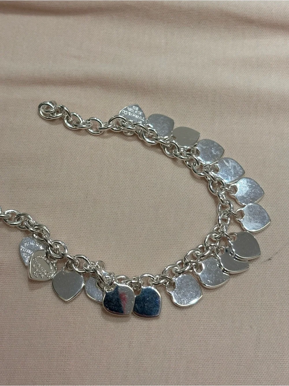 Tiffany & Co. Silver Heart Tag Charm Bracelet - Silver